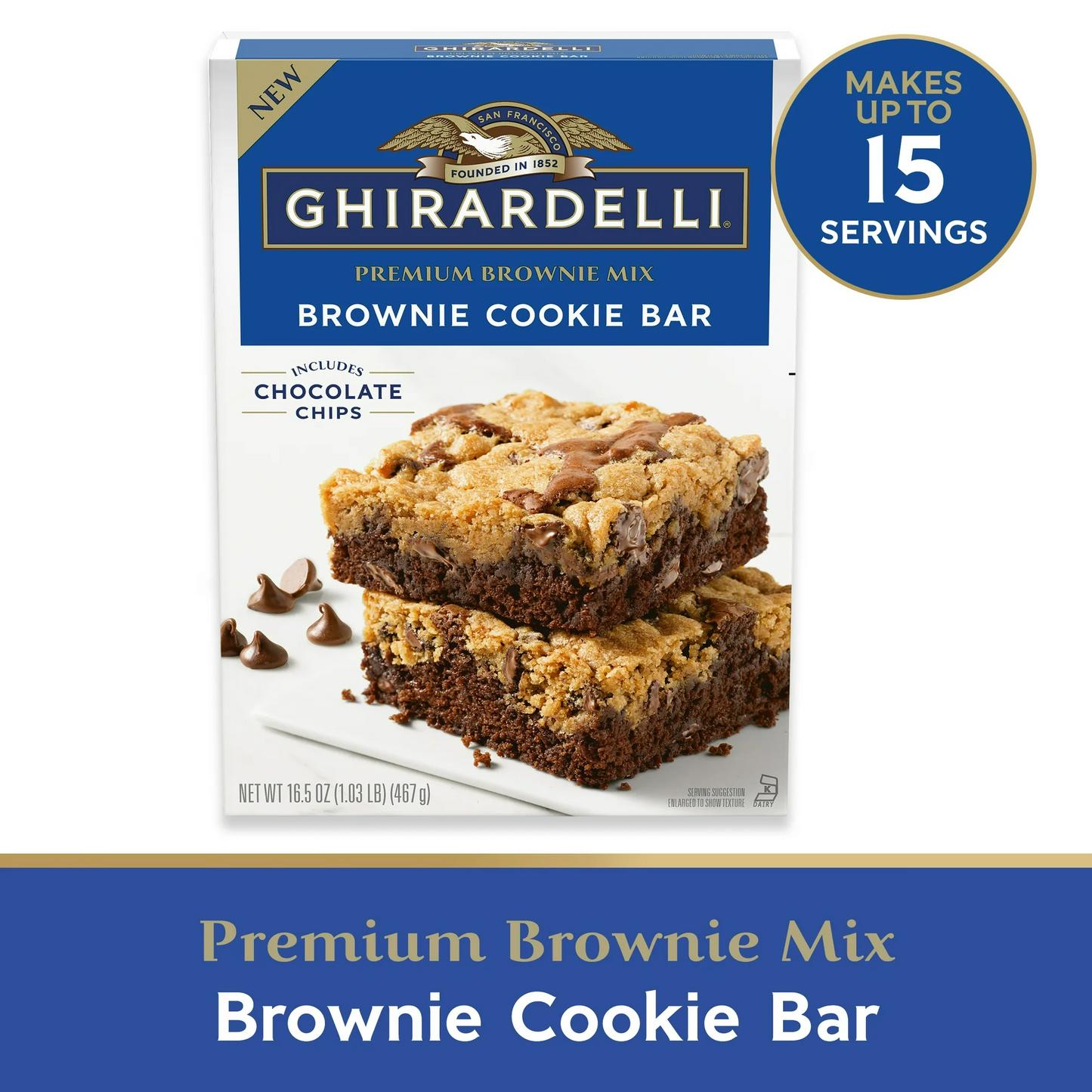 Ghirardelli Brownie Cookie Bar Premium Brownie Mix, 16.5 oz