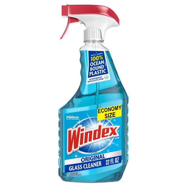 Windex Glass Cleaner Spray Bottle Original Blue, 32 oz