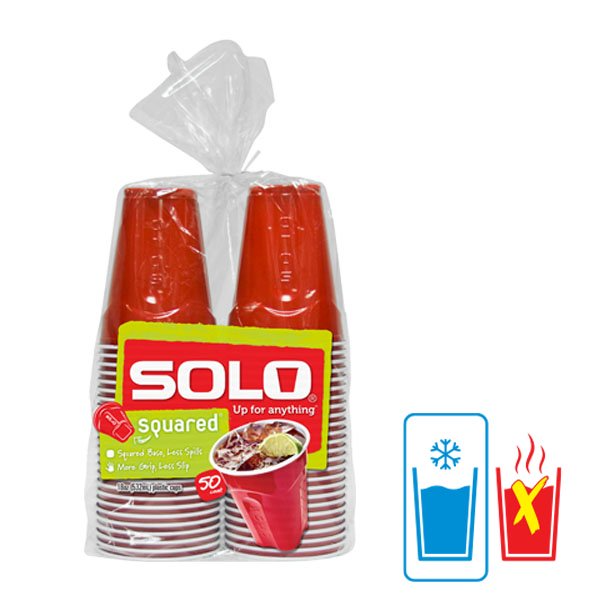 Solo Disposable Plastic Cups Red, 50 Count