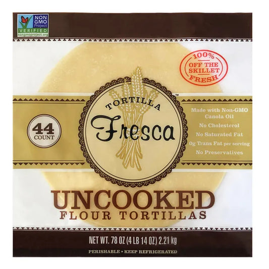 Tortilla Fresca Non GMO Uncooked Flour Tortillas Preservative Free 44ct, 78 oz