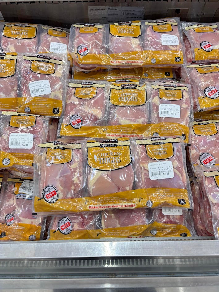 Kirkland Signature Fresh Boneless & Skinless Chicken Thighs air-chilled ($2.99/lb)