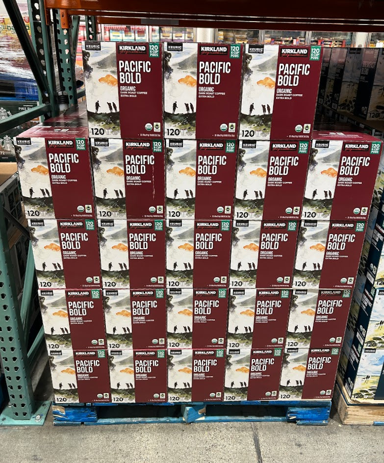 Kirkland Signature Coffee Organic Pacific Bold Dark Roast K-Cup Pod, 120 Count