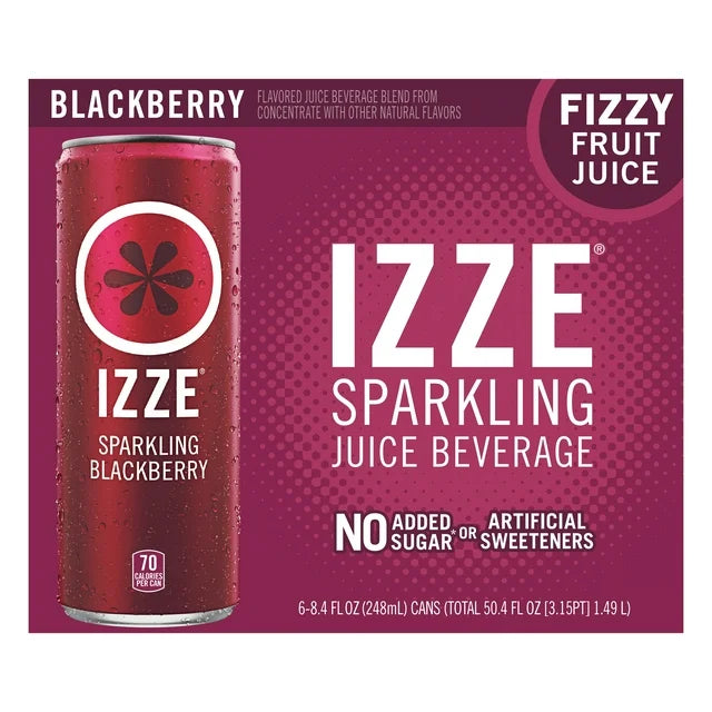 IZZE Sparkling Juice Beverage Sparkling Blackberry, 6 Count
