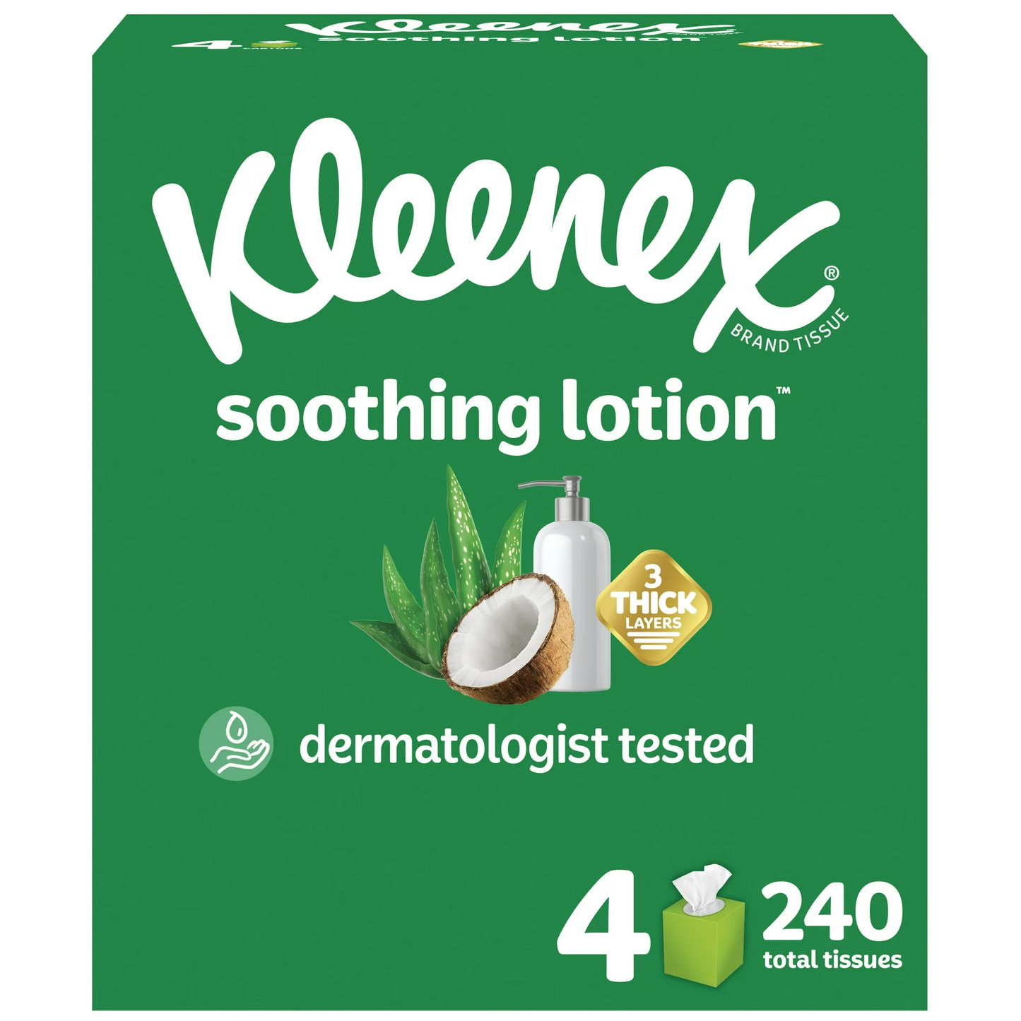 Kleenex Soothing Lotion Coconut Oil Facial Tissues, 4 Count
