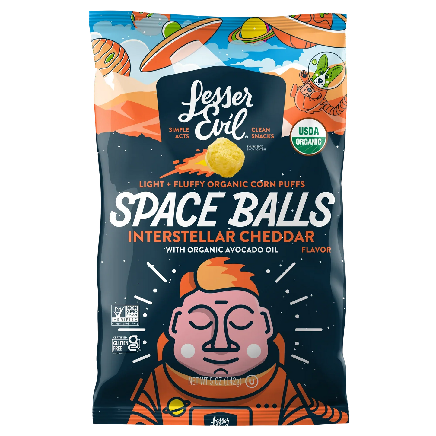 LesserEvil Space Balls Interstellar Cheddar, 5 oz