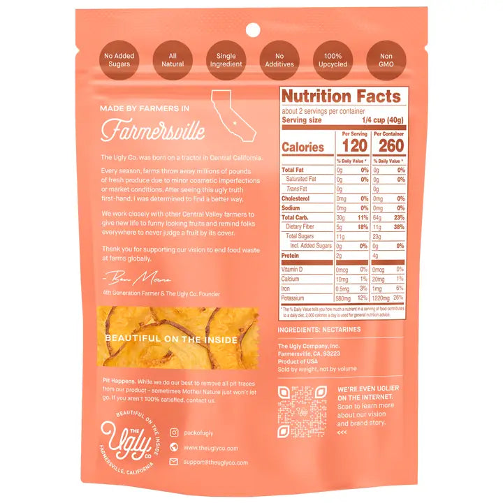 Hello I'm Ugly Dried & Sliced Nectarines, 3 oz
