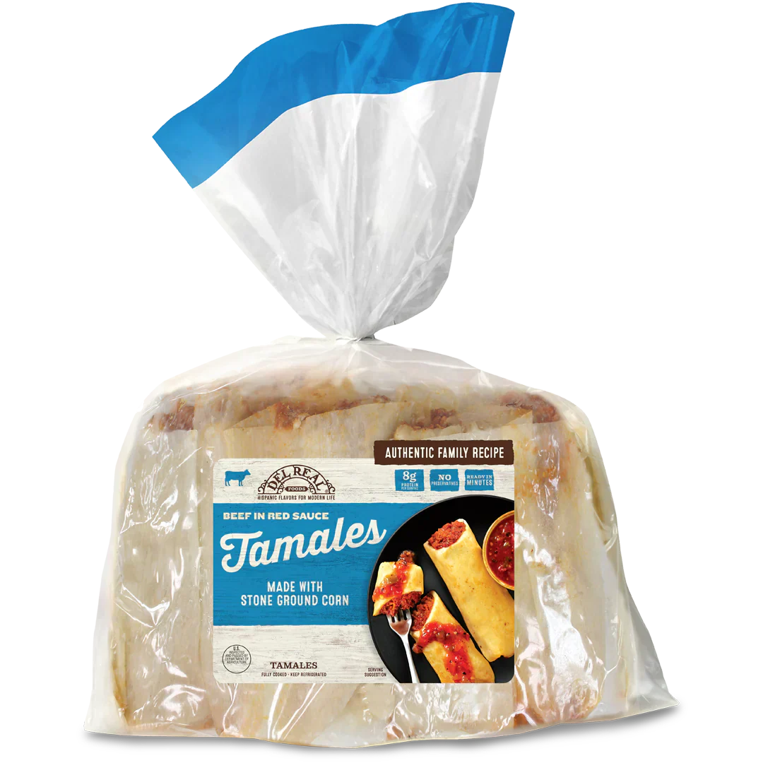 Del Real Foods - Tamales Beef in Red Sauce, 6 ct