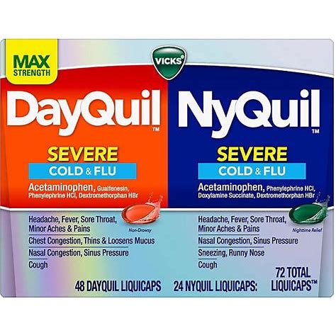 Vicks DayQuil and NyQuil Severe Cold & Flu Relief Combo Pack, 72 count