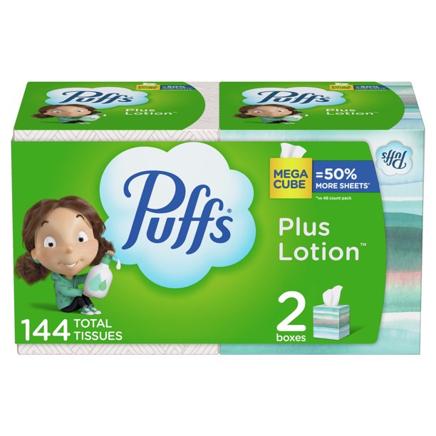 Puffs Plus Lotion Mega Cube, 2 Count