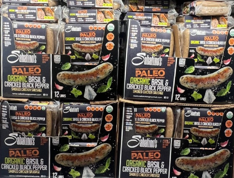 Sabatino's Paleo Organic Chicken Sausage Basil & Cracked Black Pepper, 32 oz