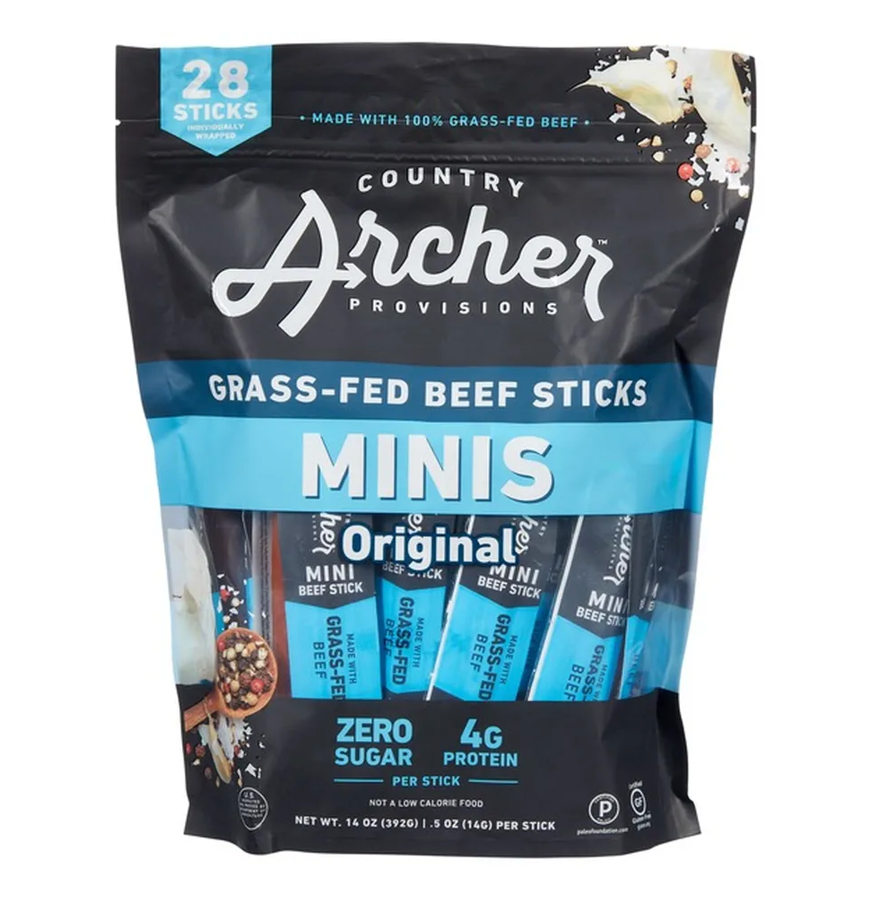 Original Mini Beef Sticks by Country Archer 100% Grass-Fed Gluten Free 28 ct, 5 oz