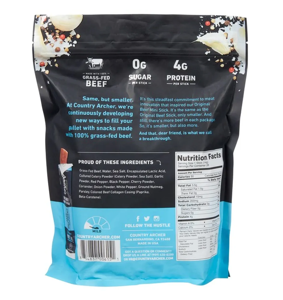 Original Mini Beef Sticks by Country Archer 100% Grass-Fed Gluten Free 28 ct, 5 oz