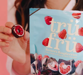 Tru Fru Dark Chocolate Frozen Raspberries, 8 oz