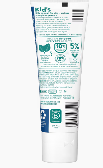 Tom's Of Maine Kid's Fluoride-Free Silly Strawberry Kid's Toothpaste, 5.1 oz