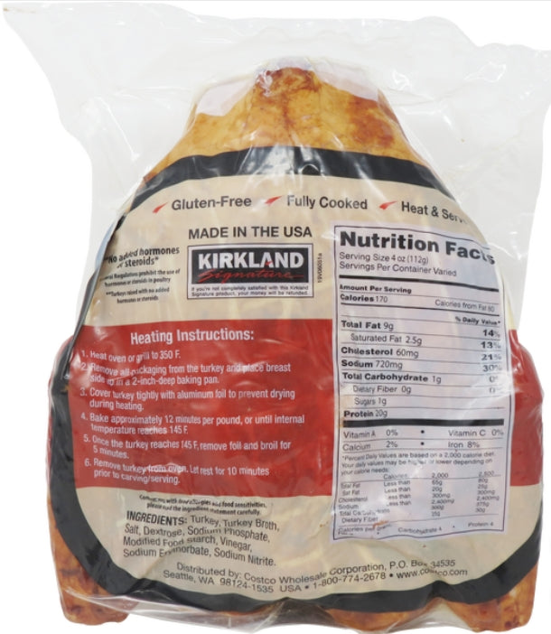 Kirkland Signature Whole Hickory Smoked Turkey Fully Cooked Random Weight (R/W): 12 avg