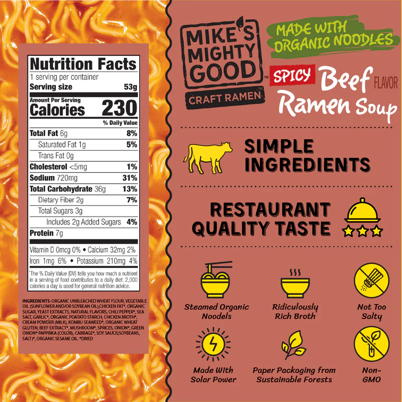 Mike's Might Good Organic Spicy Beef Ramen Soup, 1.8 oz