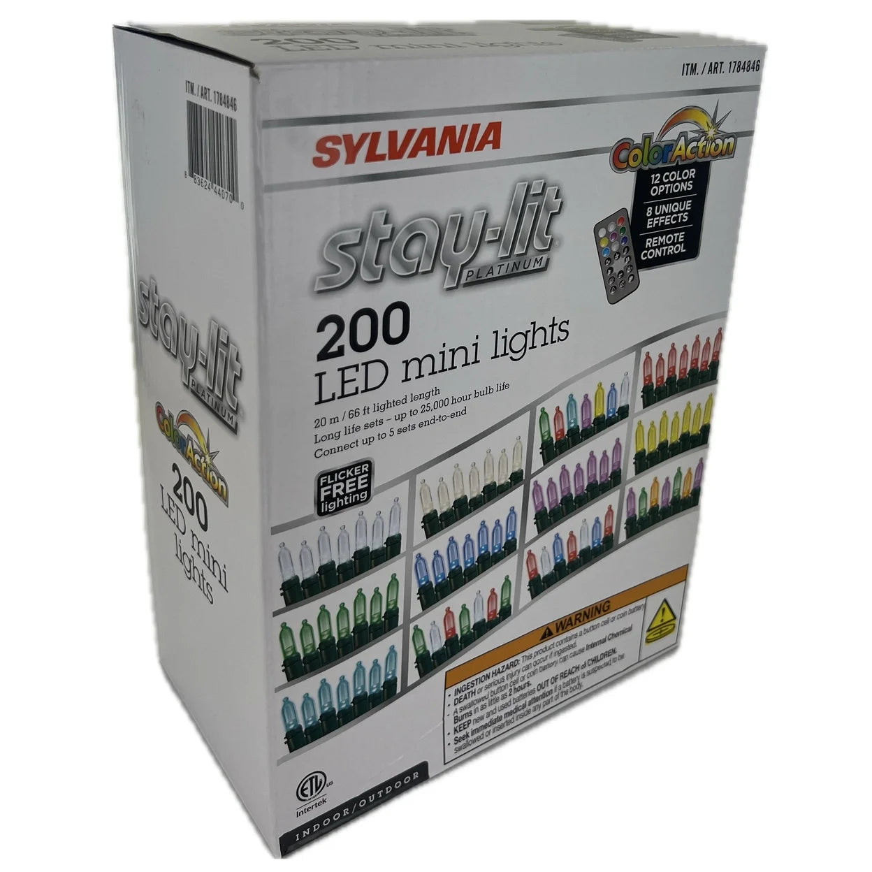 Sylvania Stay-Lit Color Action 200 LED Mini Lights with Remote Control 66-feet