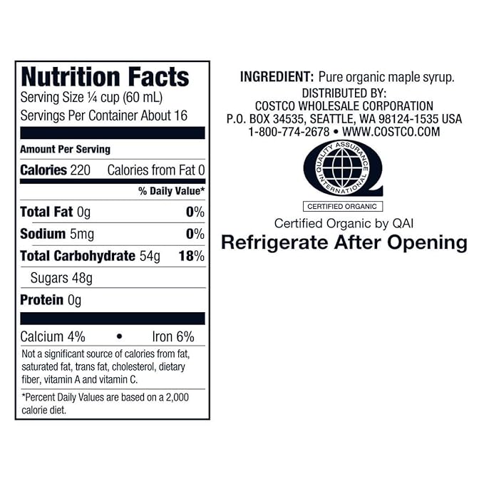 Kirkland Signature Organic Pure Maple Syrup, 33.8 oz