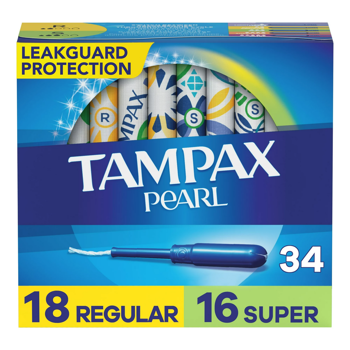 Tampax Pearl Tampons Duo Regular/Super Absorbency, 34 Count