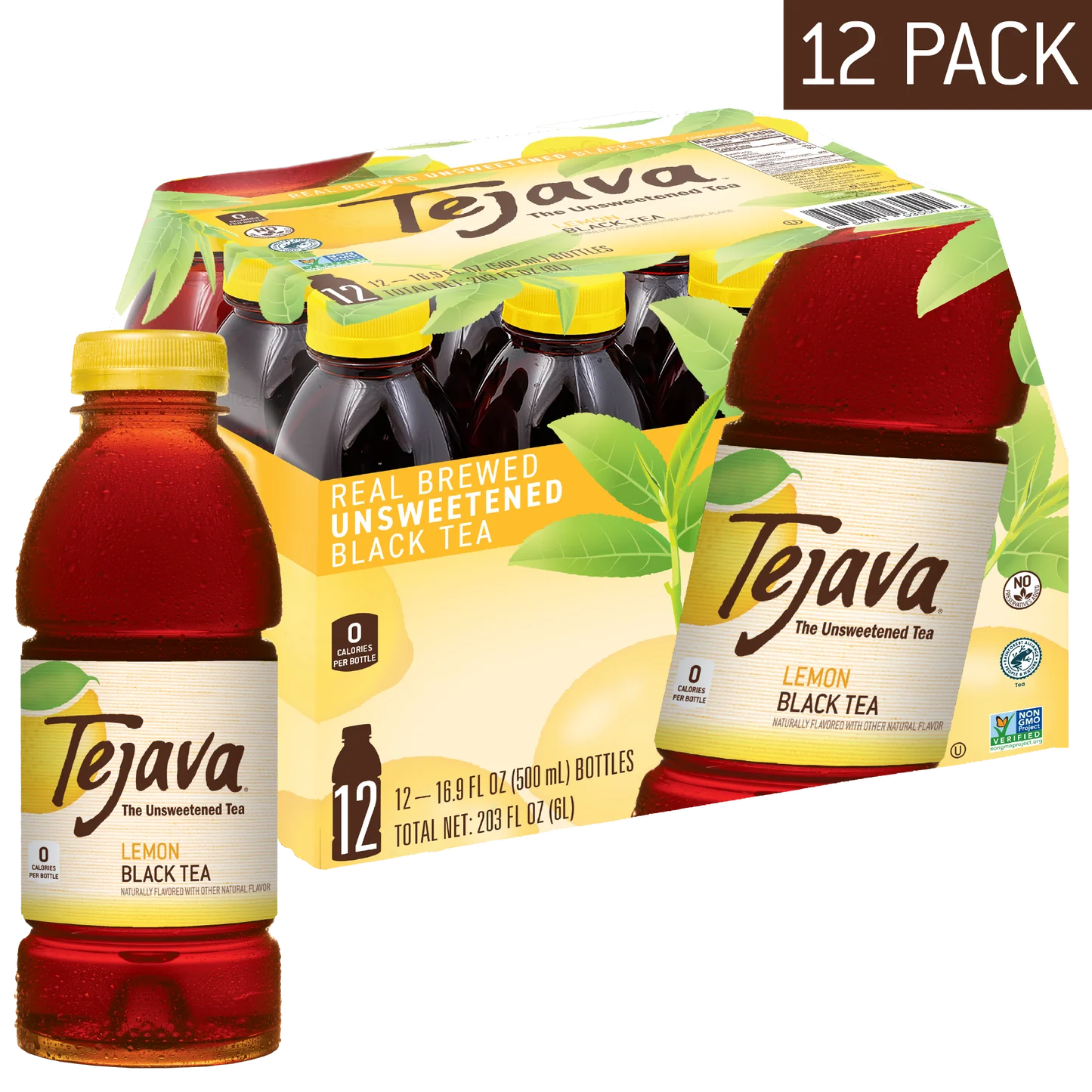 Tejava Unsweetened Lemon Black Tea, 16.9 oz
