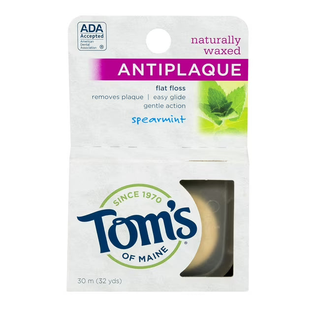 Tom's of Maine Antiplaque Spearmint Flat Floss, 32 yd