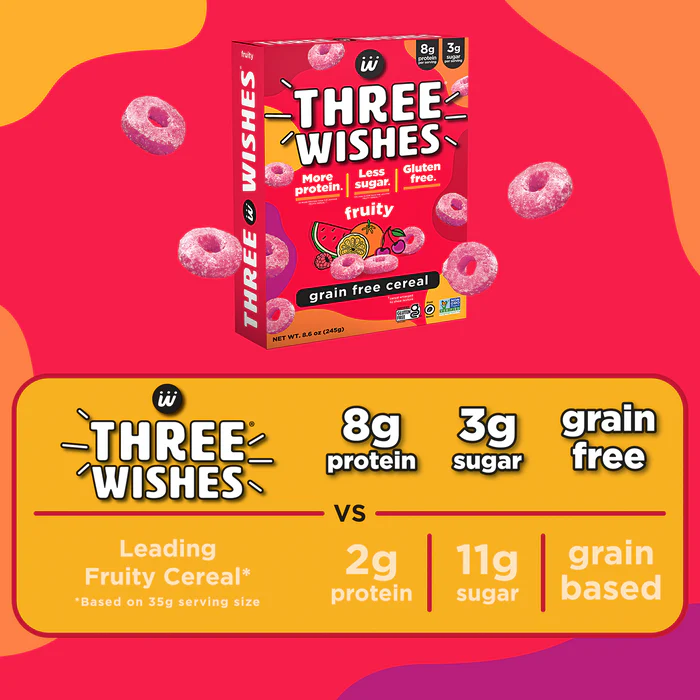 Three Wishes Cereal Fruity, 8.6 oz