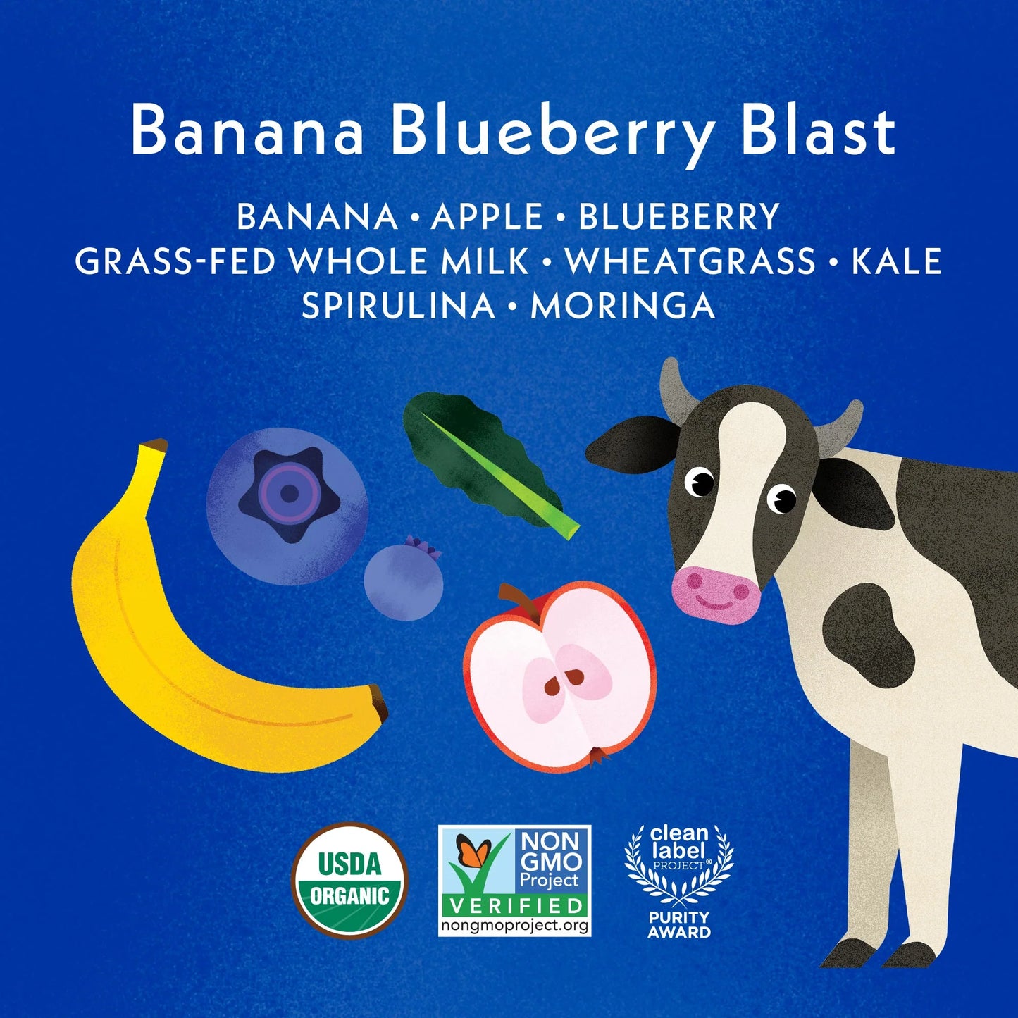 Once Upon A Farm Organic Whole Milk Smoothies Banana Blueberry Blast, 4 oz
