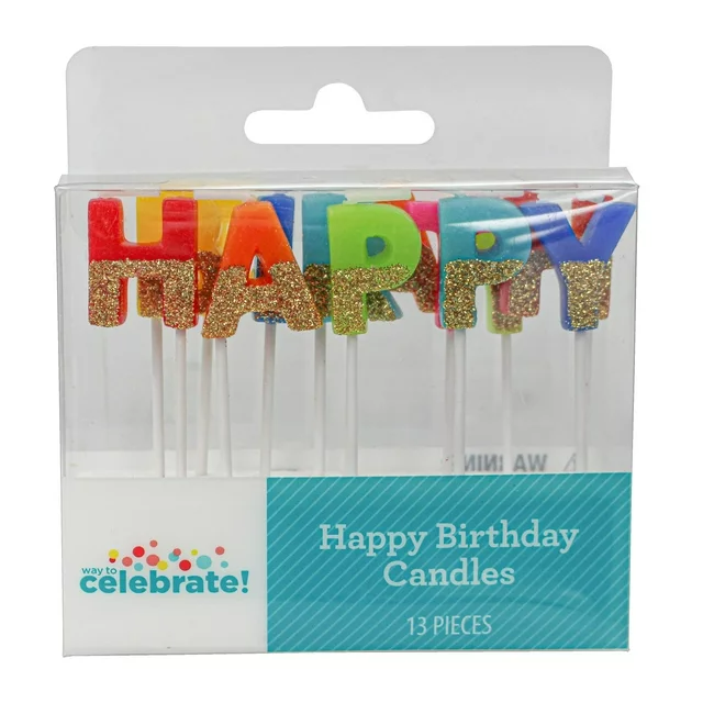 Way to Celebrate! Assorted Colors Birthday Candles, 13 Count