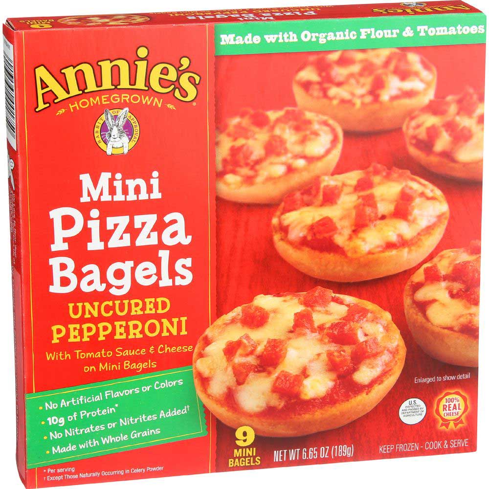 Annie's Homegrown Uncured Pepperoni Mini Pizza Bagels, 6.65 oz