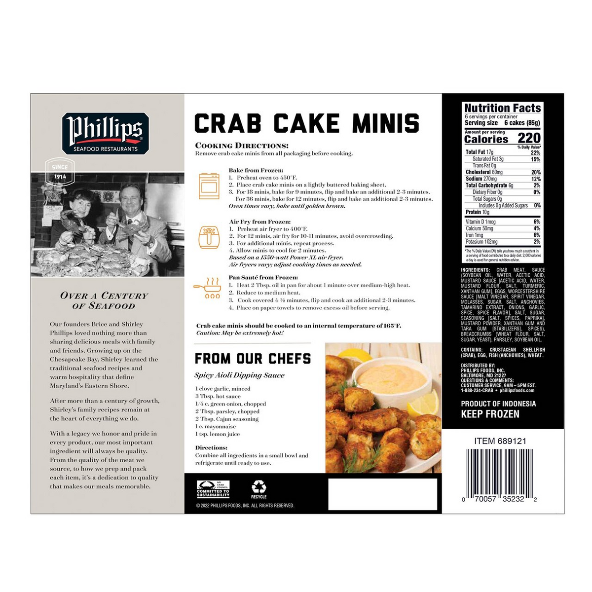 Phillips Crab Cake Minis, 36 Count, 1.12 lbs