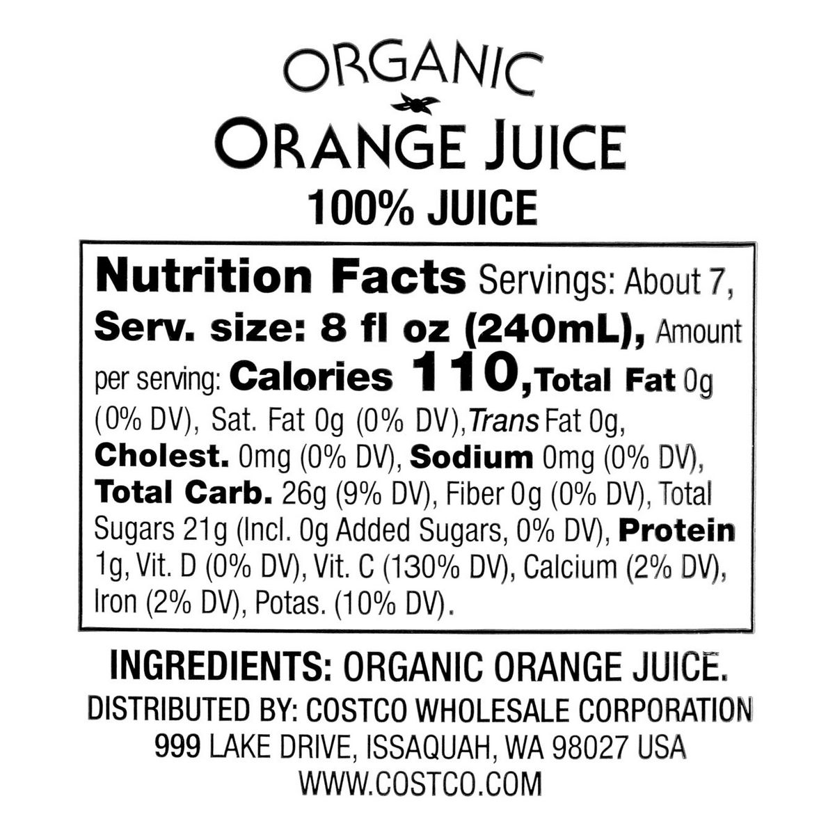 Organic Orange Juice, 2 Count, 59 fl oz