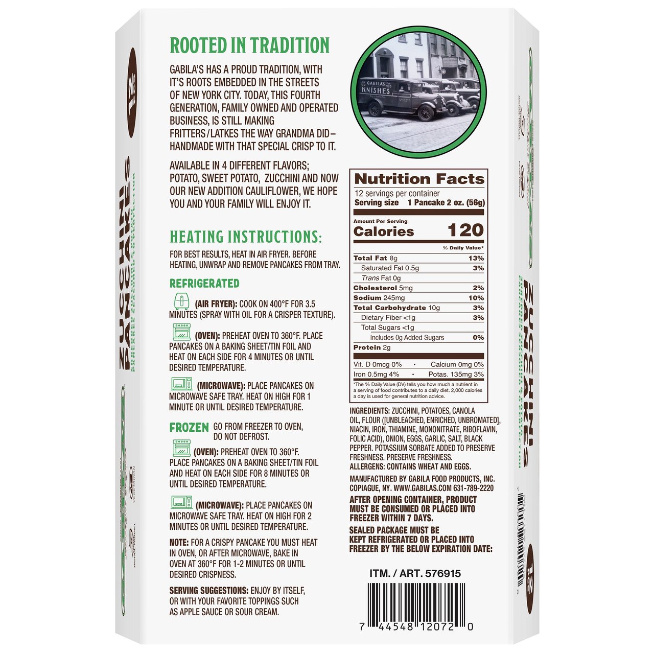 Gabila's Zucchini Pancakes, 2 oz, 12-count