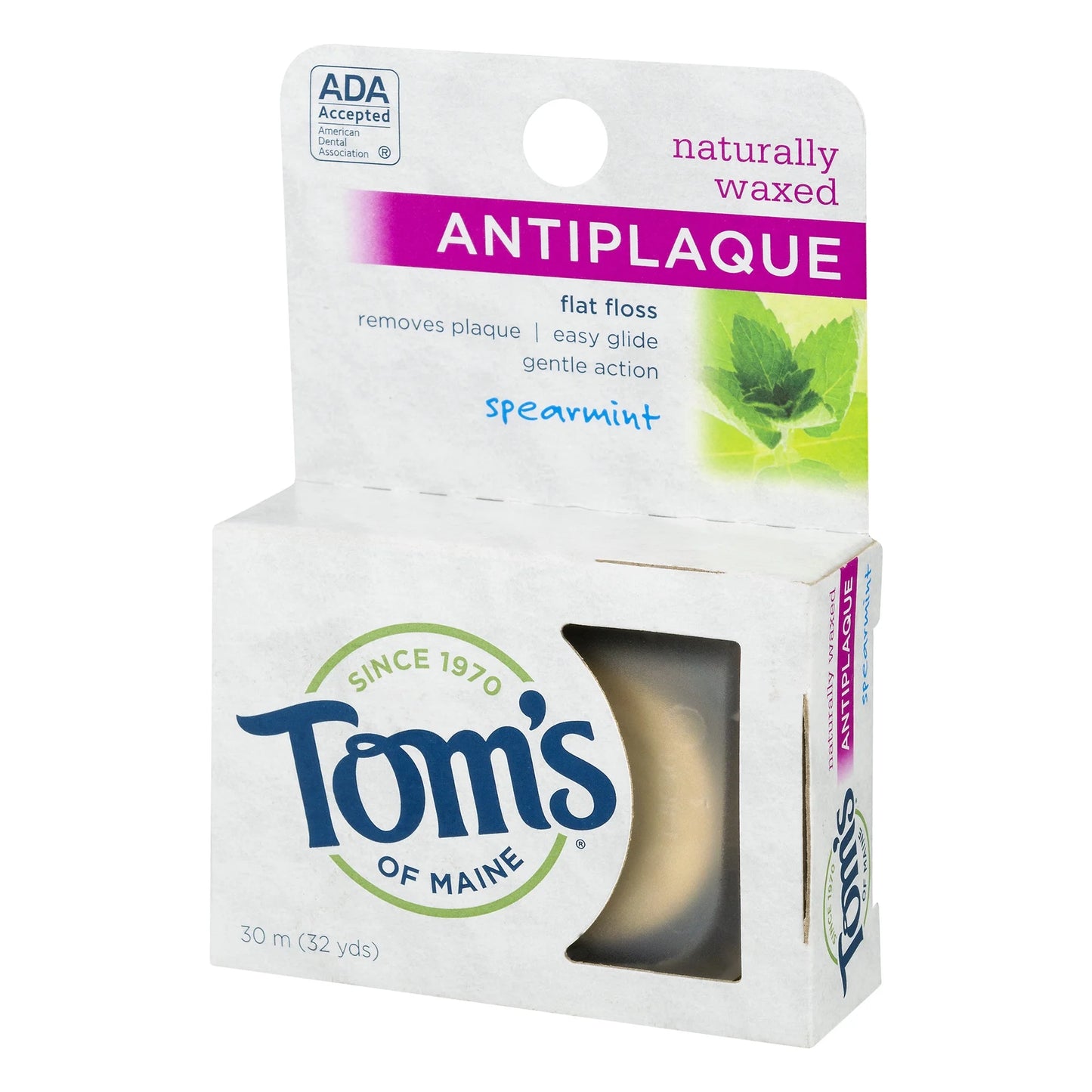 Tom's of Maine Antiplaque Spearmint Flat Floss, 32 yd