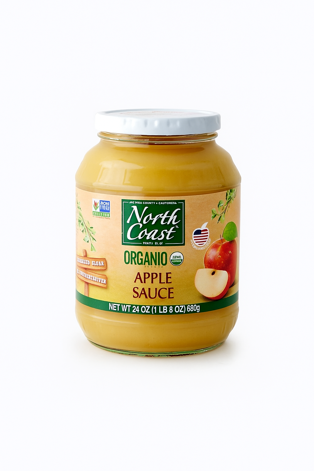North Coast Applesauce Jar Organic, 24 oz
