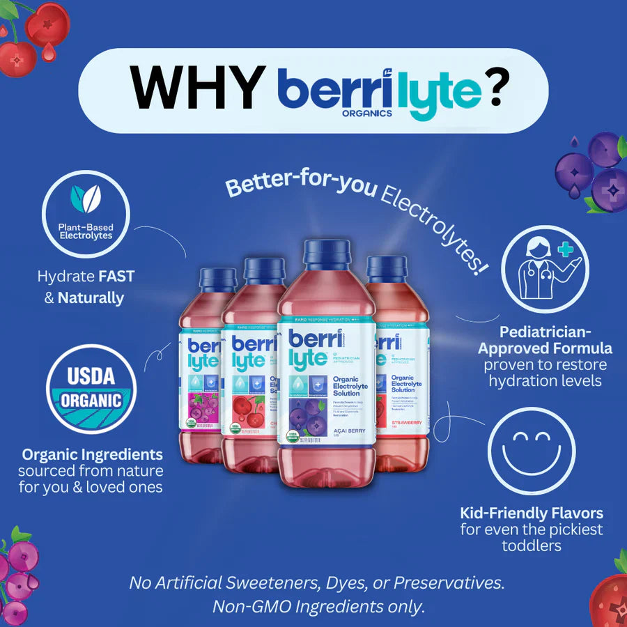 Berrilyte Organic Electrolyte Solution Cherry, 33.8 oz