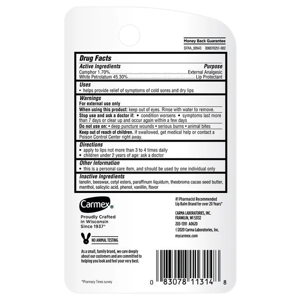 Carmex Classic Lip Balm, 0.35 oz, 12 ct