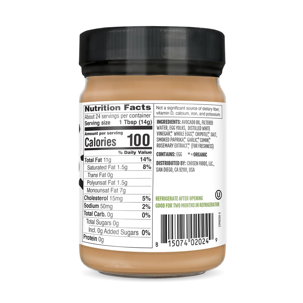 Chosen Foods Chipotle Mayo Made w/ Avocado Oil 12 oz
