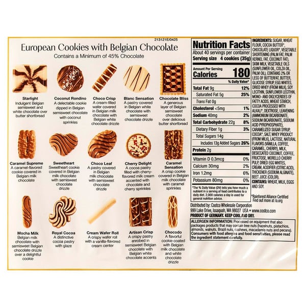Kirkland Signature European Cookies with Belgian Chocolate, 49.4 oz