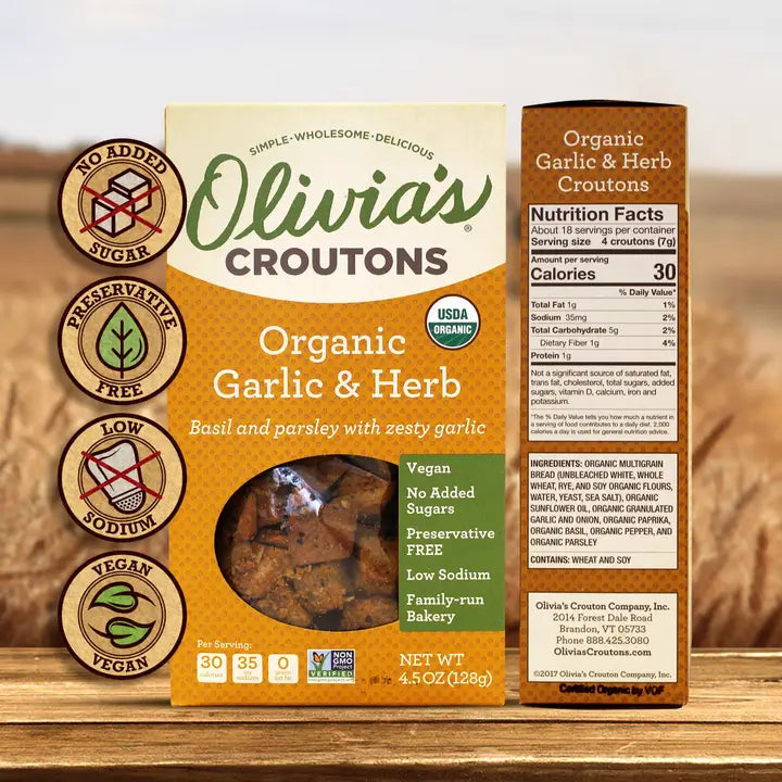 Olivia's Organic Garlic & Herb Croutons, 4.5 oz