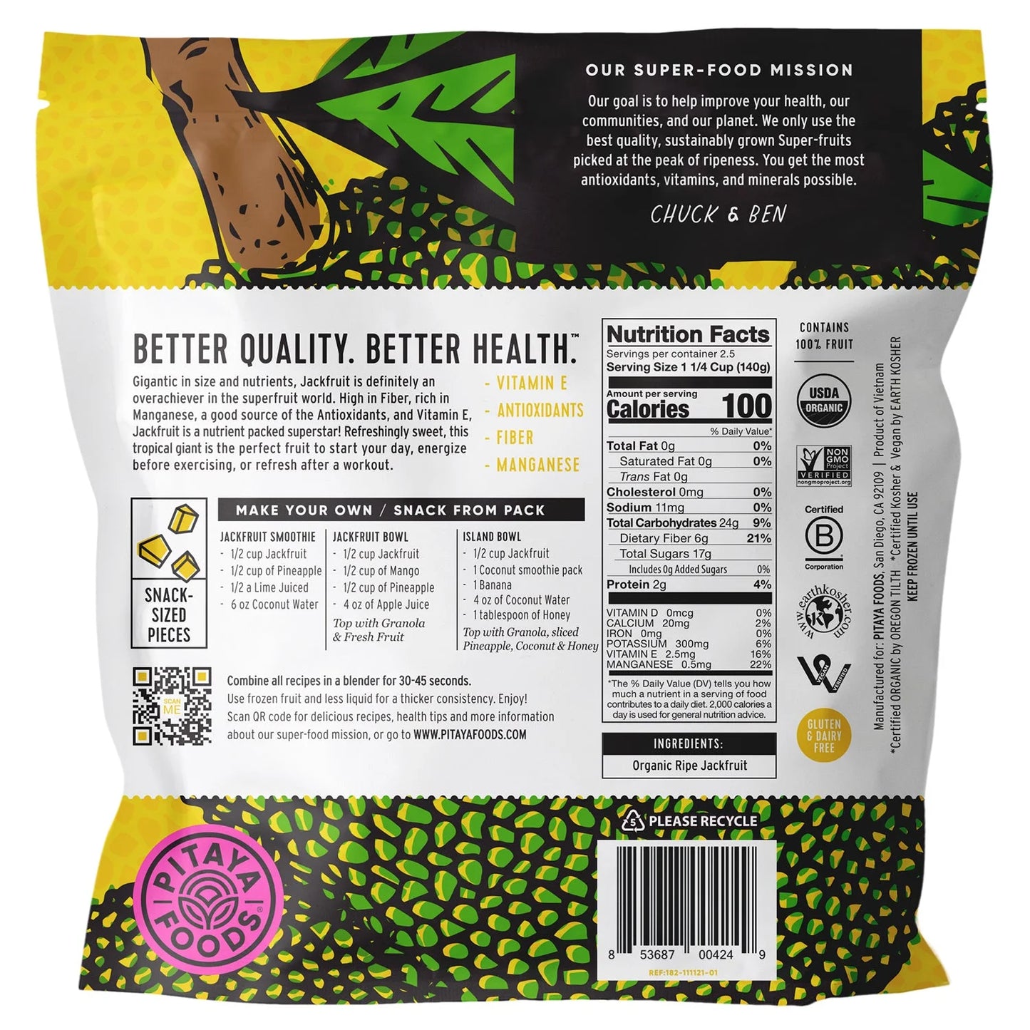 Pitaya Foods Frozen Ripe Jackfruit Pieces, 12 oz