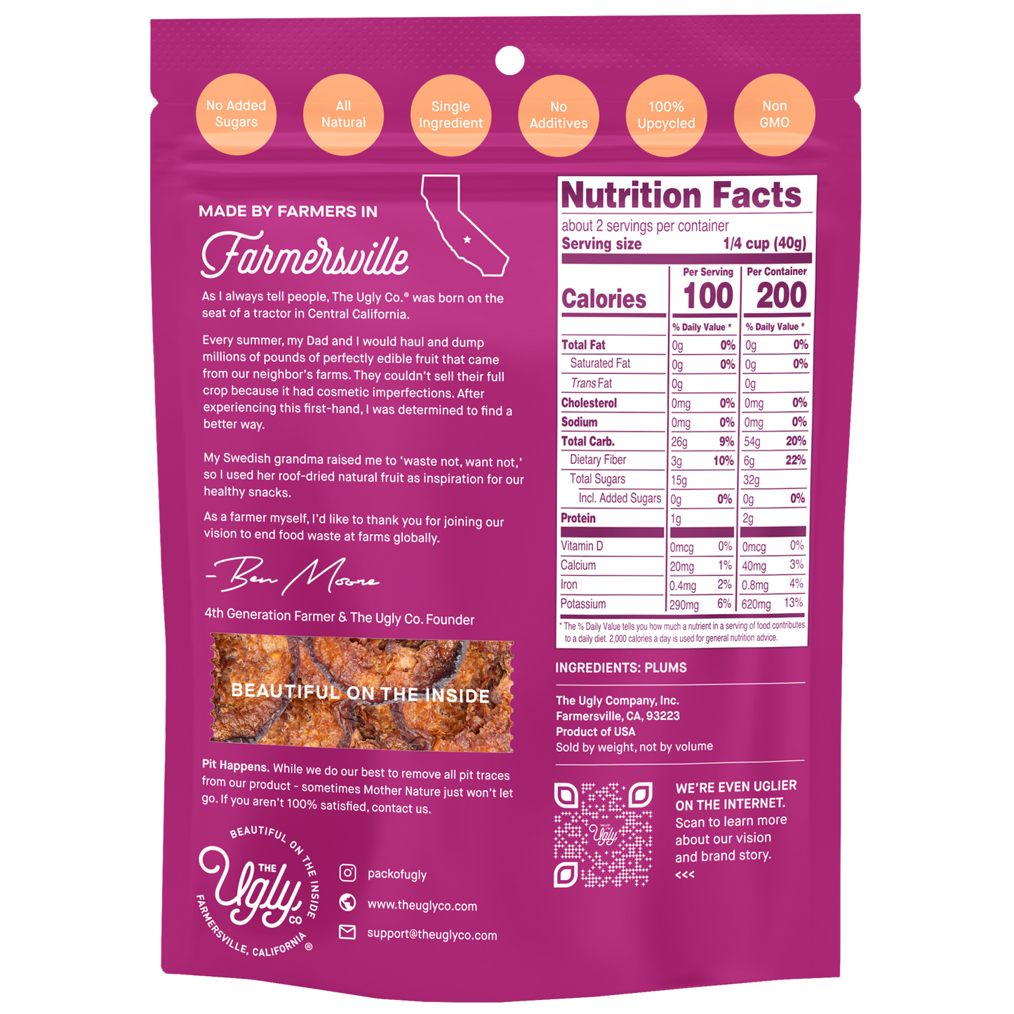 Hello I'm Ugly Dried & Sliced Plums, 3 oz