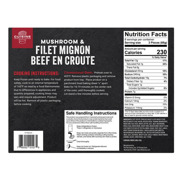 Cuisine Innovations Fillo Factory Fillet Mignon & Mushroom En Croute, 24 oz