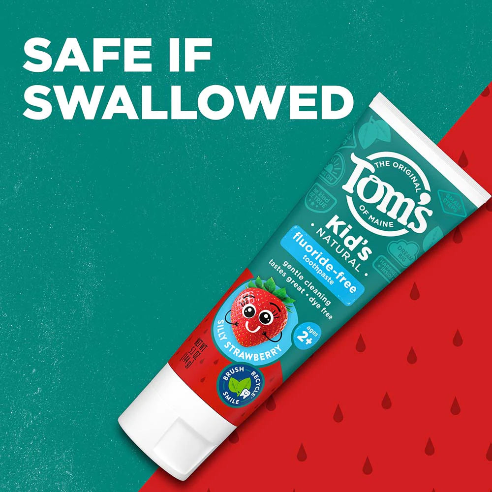 Tom's Of Maine Kid's Fluoride-Free Silly Strawberry Kid's Toothpaste, 5.1 oz