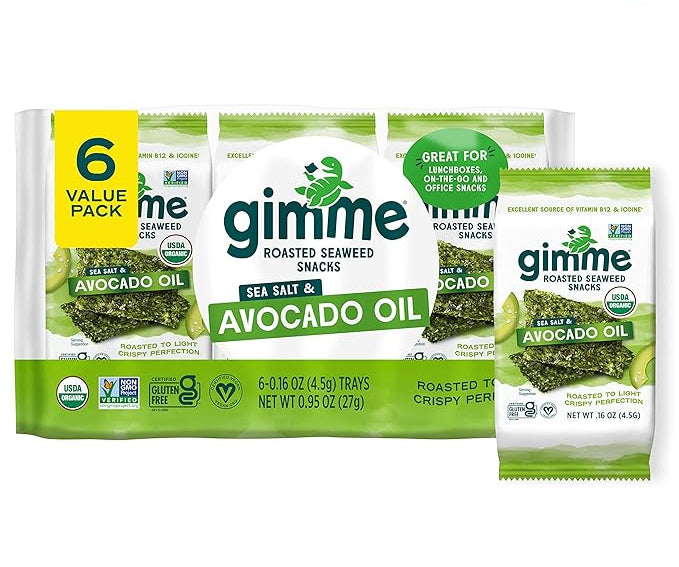 Gimme Roasted Seaweed Snacks Sea Salt & Avocado Oil, 0.95 oz