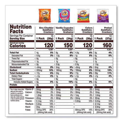 Goldfish Baked Snack Crackers, Variety Pack, 45 ct