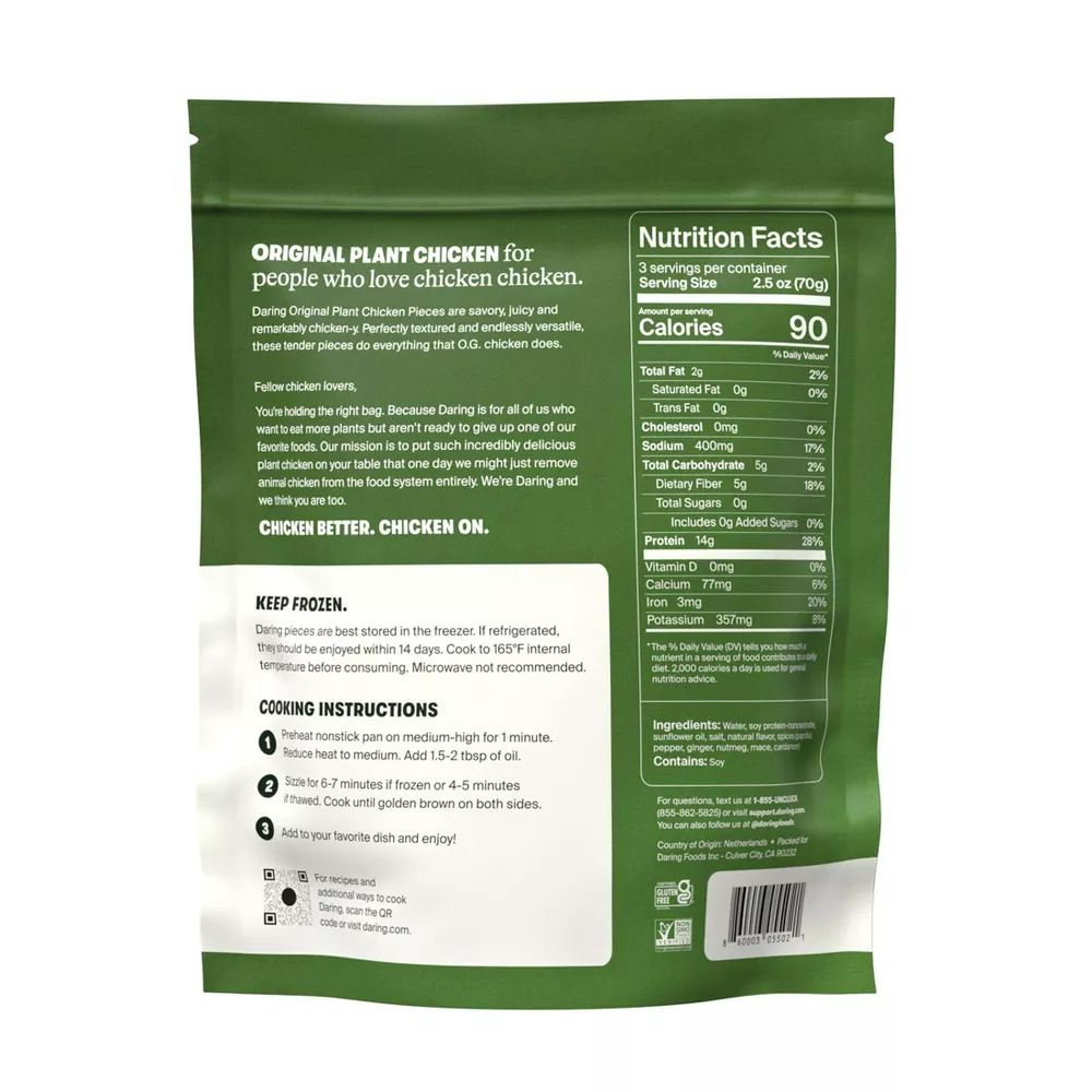 Daring Original Meatless Frozen Chicken, 8 oz