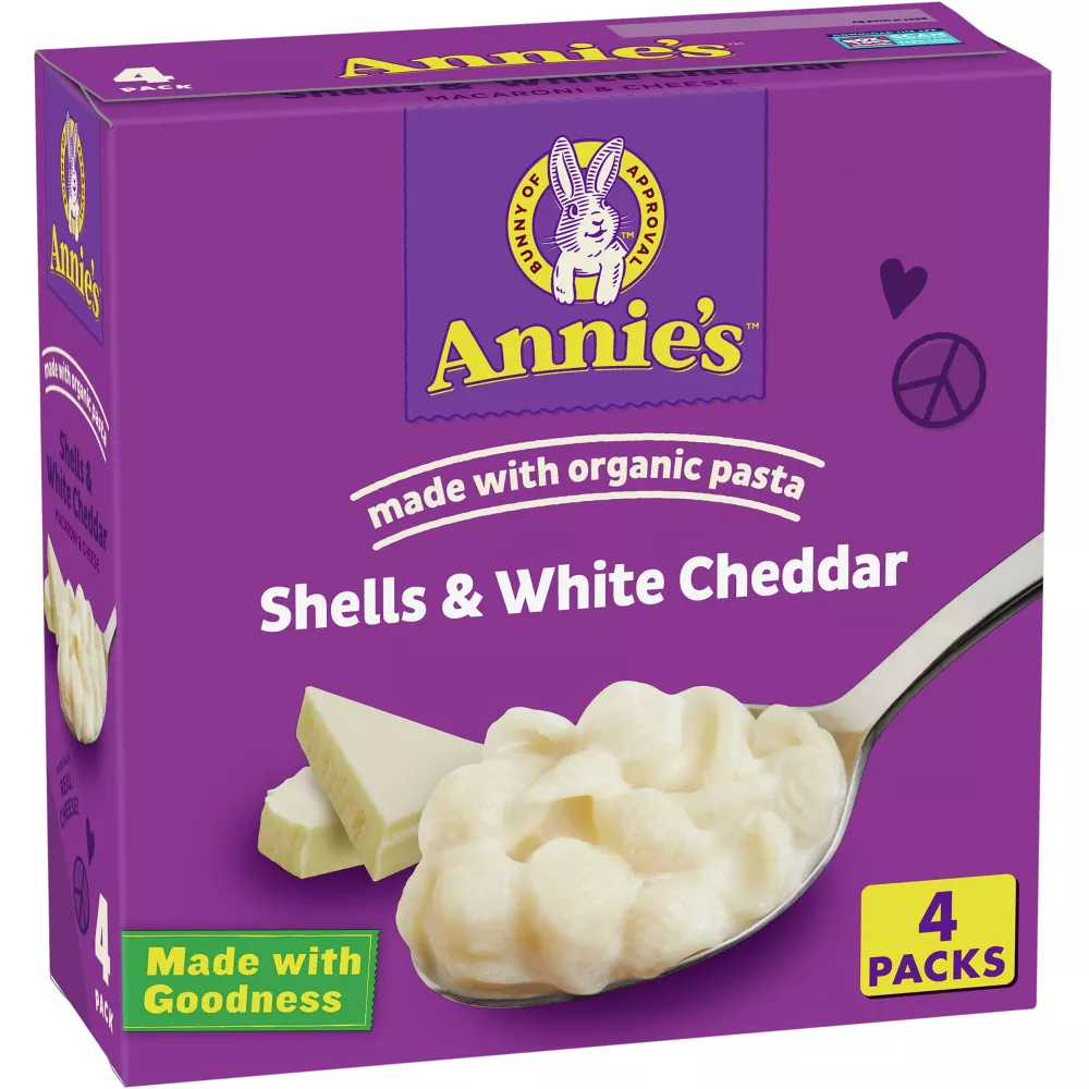 Annie's Shells & White Cheddar Macaroni & Cheese, 4 Count