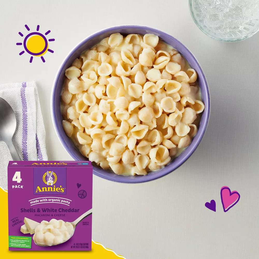 Annie's Shells & White Cheddar Macaroni & Cheese, 4 Count