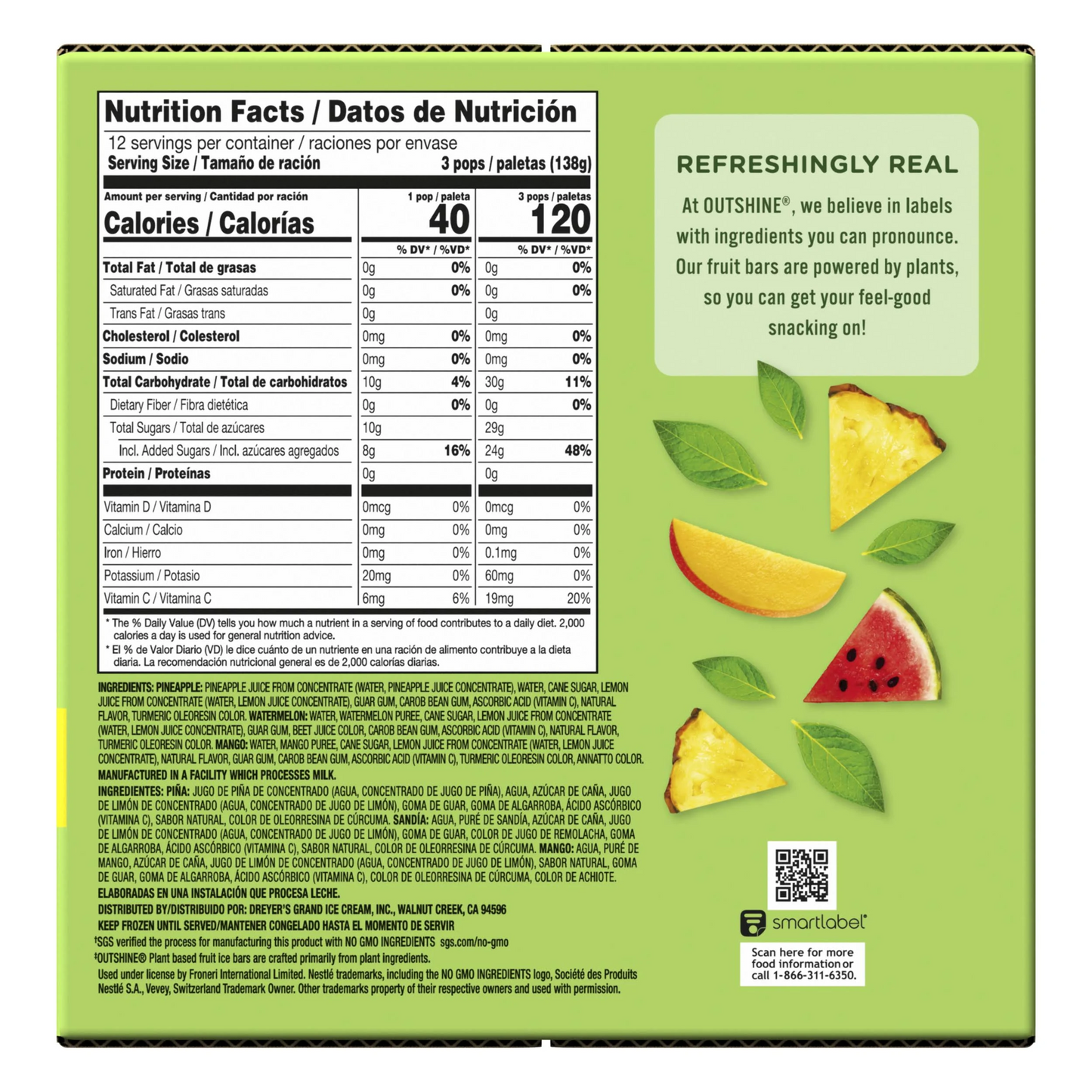 Outshine Mini Fruit Pops, Pineapple-Watermelon-Mango (36 x 36 ct)
