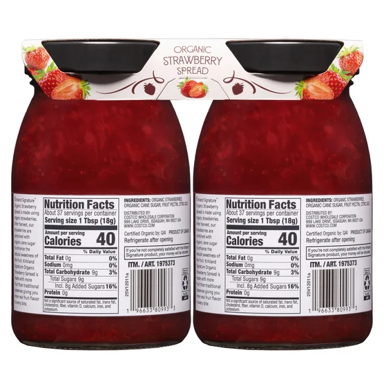 Kirkland Signature Organic Strawberry Spread, 24 oz, 2 ct